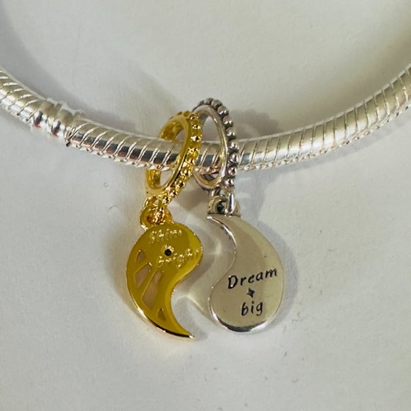 Pandora Two-tone Splittable Sun & Moon Dangle Charm - Picture 5 of 5